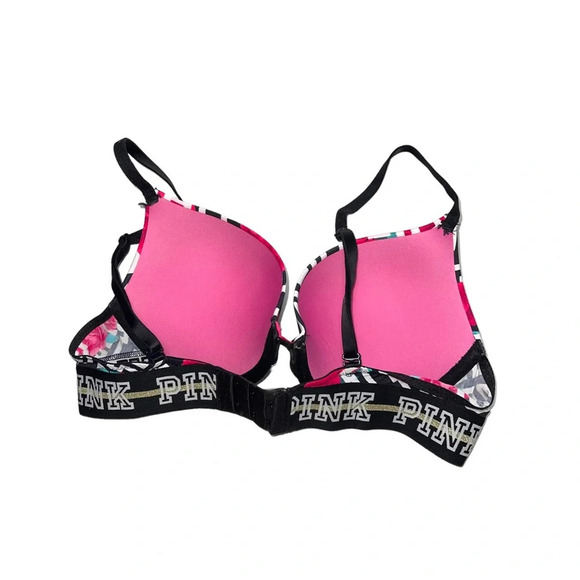 PINK Victoria’s Secret Wear Everywhere Push-up Bra Icon Rose Print 34B Women’s - Picture 4 of 10
